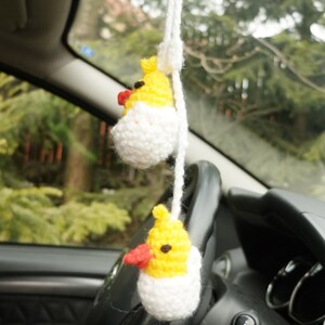 Cute Mini Chickens Car Dashboard Accessories Fun Chicks Car Rearview Mirror Decor Interior Ornaments Fairy Garden Home Car Gifts