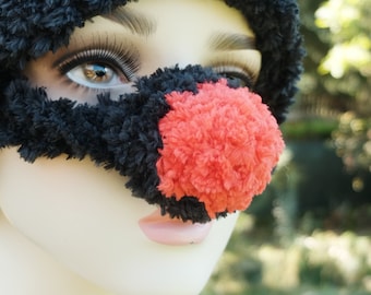 Red-Black Nose Warmer, Plush Nose Protector, Joke Winter Gadget,  Small Gift for Christmas, Florfanka