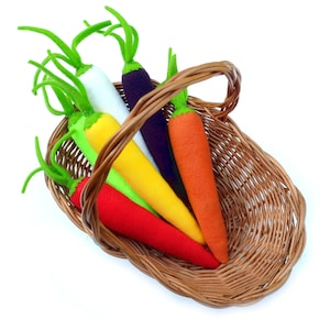 Colorful Carrots, Fleece Carrots, Easter Carrots, Summer Ornaments, Soft Veggies, Kitchen Decor, Table Centerpiece, Vegan Gift, Set of 6