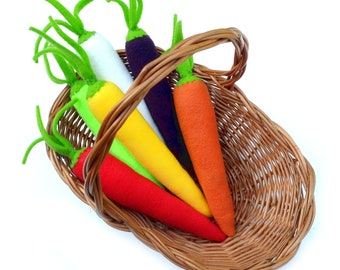 Colorful Carrots, Fleece Carrots, Easter Carrots, Summer Ornaments, Soft Veggies, Kitchen Decor, Table Centerpiece, Vegan Gift, Set of 6