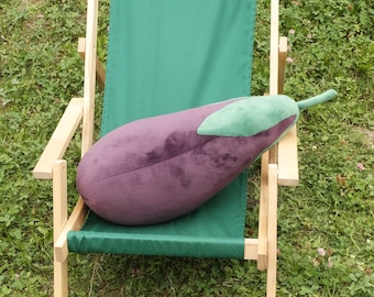 Eggplant  Pillow, Velvet Food, Stuffed Veggie, Food Plushie, Giant Aubergine, Soft Vegetable, Kids Room, For Mom, For Grandma, Vegan Gift