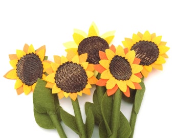 Felt Sunflower, Textile Flower, Fabric Decor, Fake Flowers, Eco Friendly Home Decor, Fall Ornament, From the Garden, Florfanka