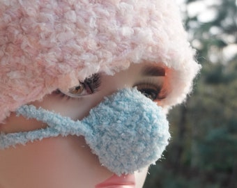 Blue Nose Warmer, Fluffy Face Heater, Cold Nose Hat, Furry Winter Gift, Girly Nose Protector, Candy Blue Winter, Nose Muff, Florfanka