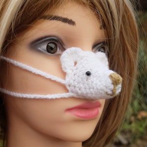Polar Bear, Nose Warmer, Valentine&#39;s Gift, Animal Nose Cozy, Frozen Nose Cover, Crochet Bear, Winter Gift, Funny Winter, Joke Gadget