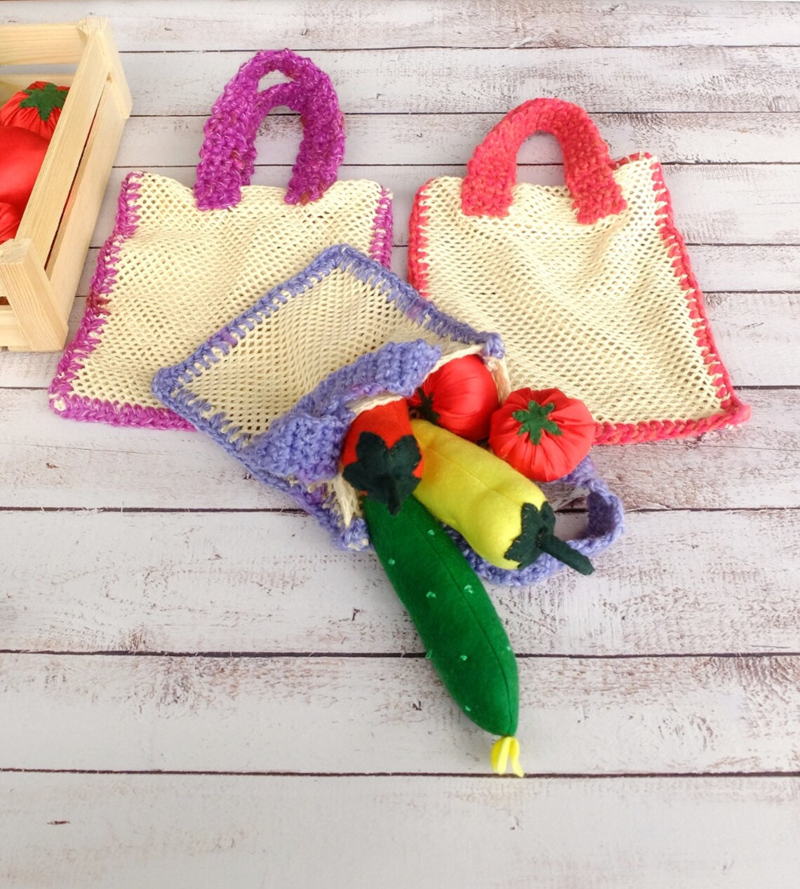 Kids Tote Handbag Mini Shopping Bag Small Bag Play Pretend Toy Etsy