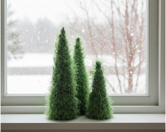 Set of 3 crocheted Christmas tree, Xmas table decor