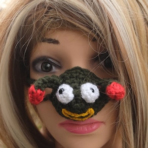 Dark Green Monster, Unusual Nose Hat, Nose Beanie, Nose Warmer, Cold Nose Heater, Gag Gift, Winter Gadget, Sleeping Warm Nose, Joke Happy