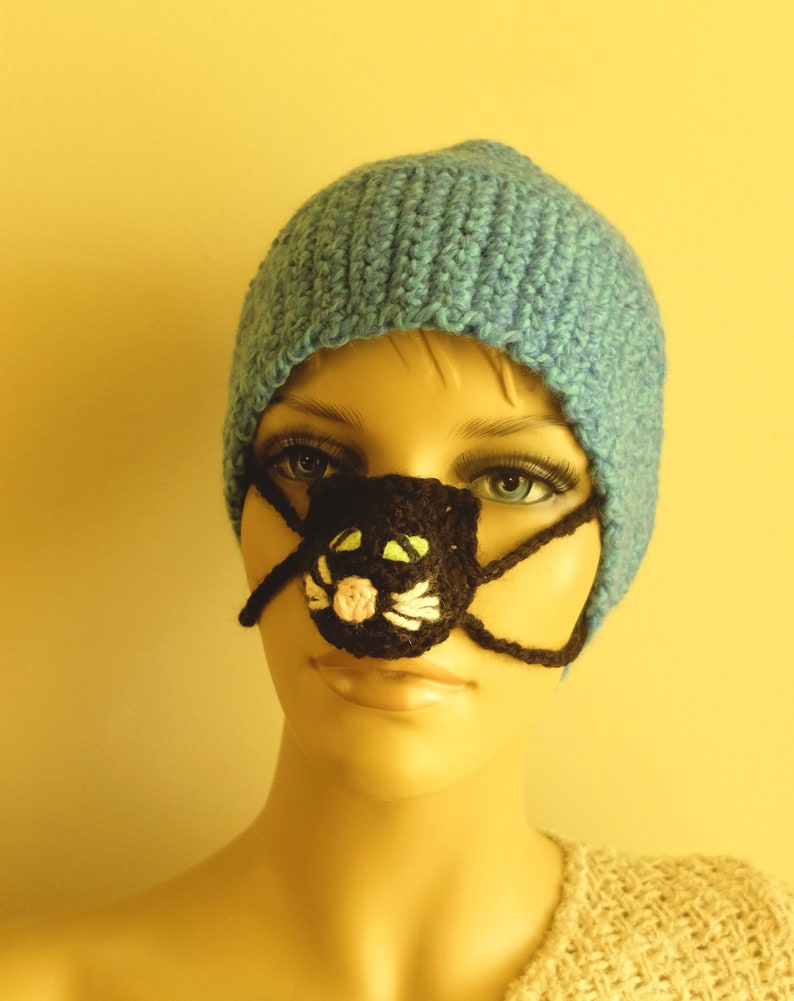 Black Cat Nose Warmer Animal Nose Cozy Winter Gift for Etsy