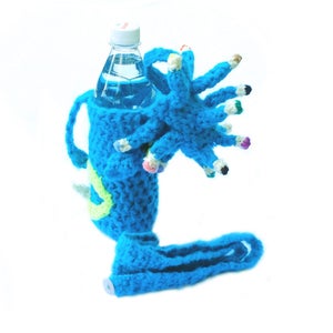 Baby travel toy, bottle cozy, crochet UFO, alien invasion, bottle sleeve, gift for baby, for kids, bottle cover, turquoise bottle bag image 4