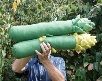 Fleece Asparagus Pillow, 3D Plush Vegetable, Food Art