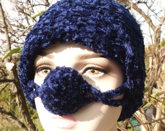 Cuddly Nose Warmer, Fluffy Nose Hat, Crochet Hat, Funny Christmas Gift, Winter Sport Gadget, Gag Gift for Friend, Florfanka