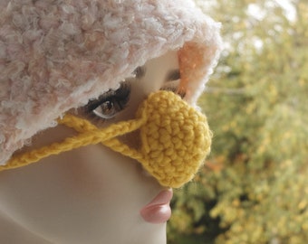 Yellow Nose Warmer, Acrylic Nose Hat, Gift for Friend, Fun Useful Gift, Stocking Stuffer, Outdoor Nose Muff, Crochet Nose Mask, Florfanka