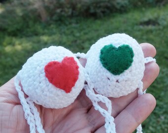 Washable Cotton Nose Warmer with Red or Green Heart, Valentine's Gift, Made by Florfanka