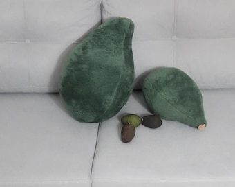 Oversized Avocado, Plush Avocado, Fruit Cushion, Avocado Hass Pillow, Alligator Pear, 3D Soft Fruit, Stuffed Food, For Vegan, Florfanka
