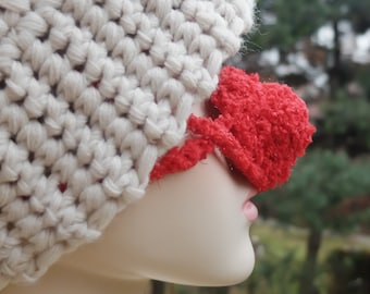 Red Fluffy Crochet Nose Warmer, Funny Winter Gadget