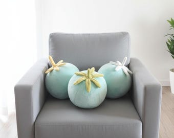 ONE Velvet Mint Tomato Pillow, Scandinavian-style Cushion, Florfanka