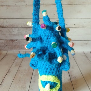 Baby travel toy, bottle cozy, crochet UFO, alien invasion, bottle sleeve, gift for baby, for kids, bottle cover, turquoise bottle bag image 9