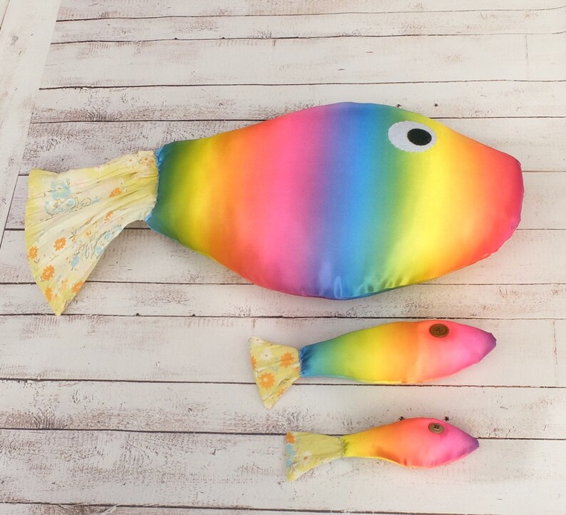 Rainbow Fish Pillow Nautical Gift for Lake House Cushion Etsy