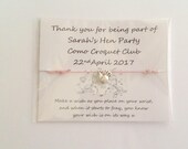 Personalised Hen party wish bracelets friendship bracelet hen charm choice of colours