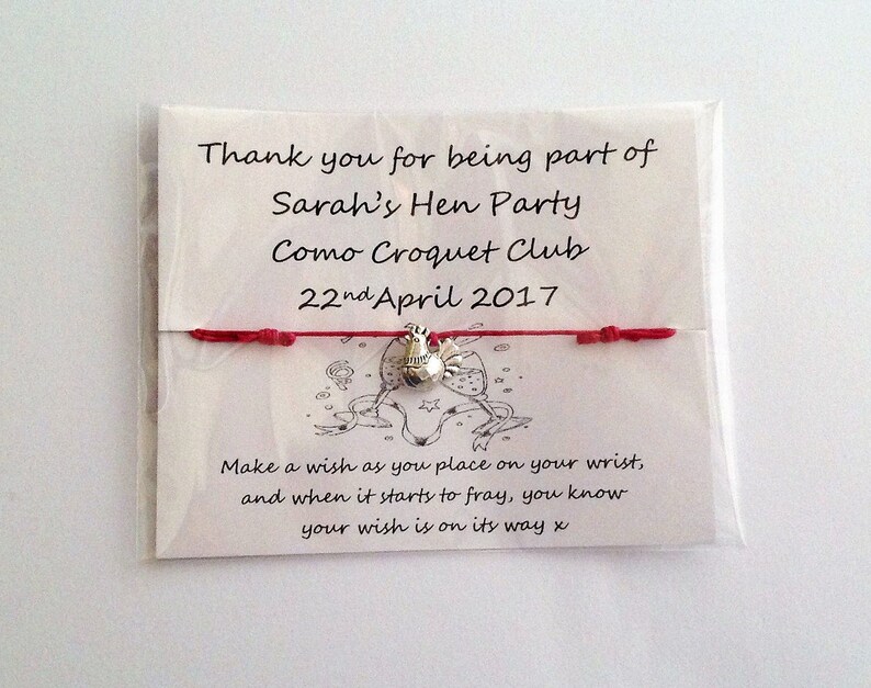 Personalised Hen party wish bracelets friendship bracelet