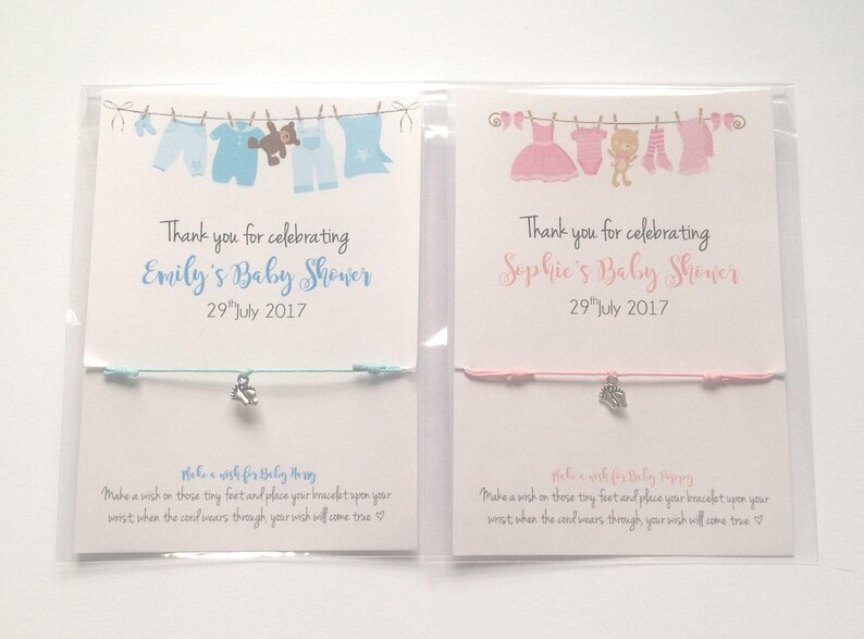 Baby Shower Favour, Friendship / Wish bracelet, personalised, girl, boy, unisex 