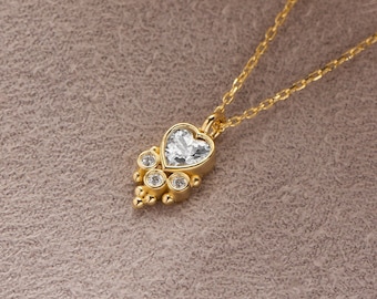 Dainty 14K Solid Gold Heart Pendant Necklace: Minimalist Handmade Jewelry