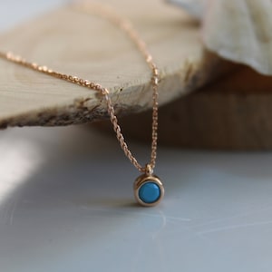 Dainty 14k Solid Yellow Gold Turquoise Beaded Evil Eye Pendant Necklace
