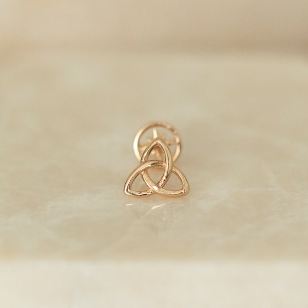 Dainty 14k Solid Gold Celtic Knot Figure Screwback Ear Piercing/Stud