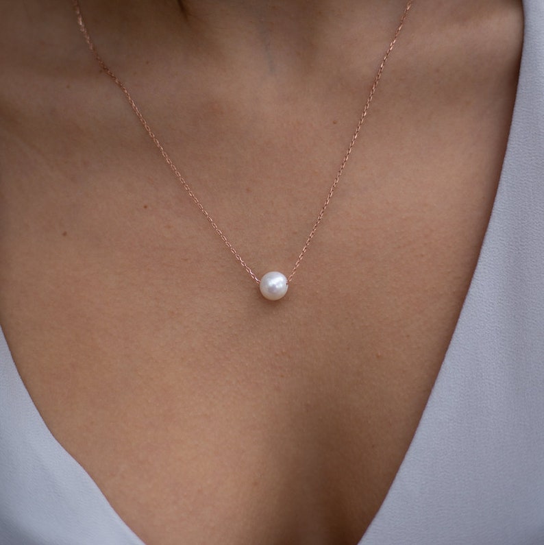 Minimalist Necklace Bridesmaid Gift Floating Necklace One Stone Necklace Minimal Necklace Floating Charm Necklace Dainty Necklace