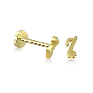 Dainty 14k oro macizo nota musical figura tornillo oreja piercing/pendiente