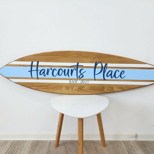 Personalisiertes Strandhaus-Schild, Surfbrett-Schild