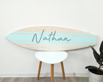 Surf board wall plaque Personalized sign Wooden surfboard decor