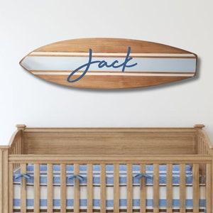 Personalized Surfboard Name Sign - Handcrafted Wood Surfboard Wall Art - Nursery Decor