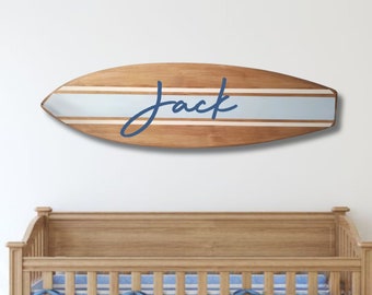 Personalized Surfboard Name Sign - Handcrafted Wood Surfboard Wall Art - Nursery Decor