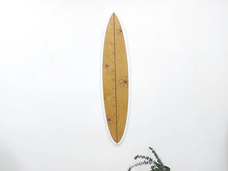 Surf Boared Ruler Wooden Surfboard Height Chart - Kids Growth Ruler - Coastal Wall Decor ...