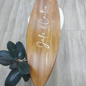 Surfboard Guest Book Wedding Sign Alternative Personalized Beach Decor for a Unique Big Day Family Name Sign Wood