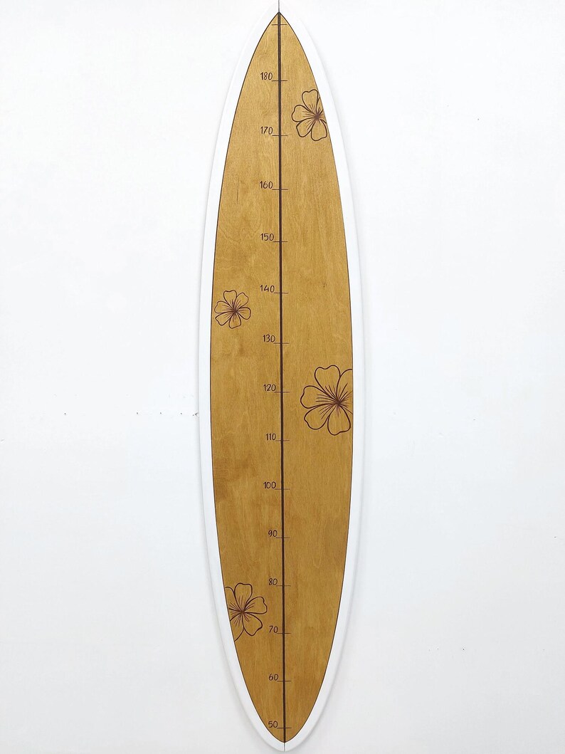 Surf Boared Ruler Wooden Surfboard Height Chart - Kids Growth Ruler - Coastal Wall Decor ...