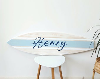 Custom Wood Name Surfboard Sign Wall Art for Baby Shower Gift Baby Boy Name Sign for Nautical Nursery Above Crib Plaque Ocean Inspired