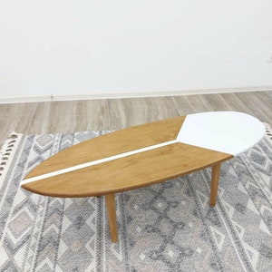 Surfboard coffee table Furniture for Beach House Handcrafted Customizable Surf lover Gift