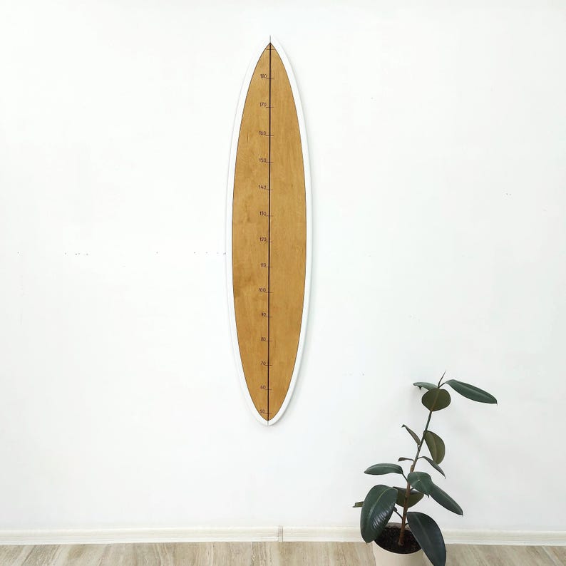 Surf Boared Ruler Wooden Surfboard Height Chart - Kids Growth Ruler - Coastal Wall Decor ...