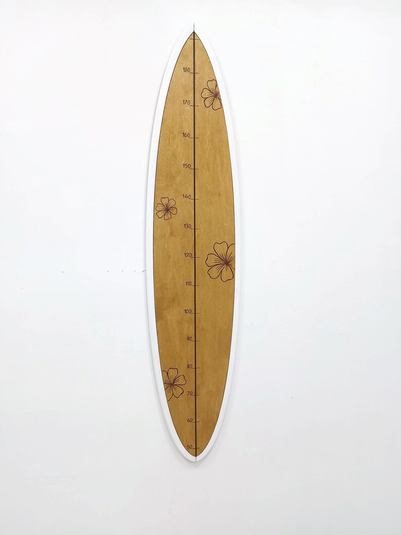 Surf Boared Ruler Wooden Surfboard Height Chart - Kids Growth Ruler - Coastal Wall Decor ...