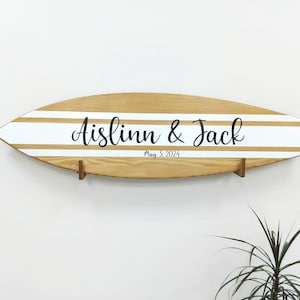 Wooden Guest Book Surfboard Alternative Wedding Sign Anniversary Gift Personalized Name Sign