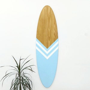 Personalized Surfboard Wall Art Decor With Custom Text Blue White Wood ...