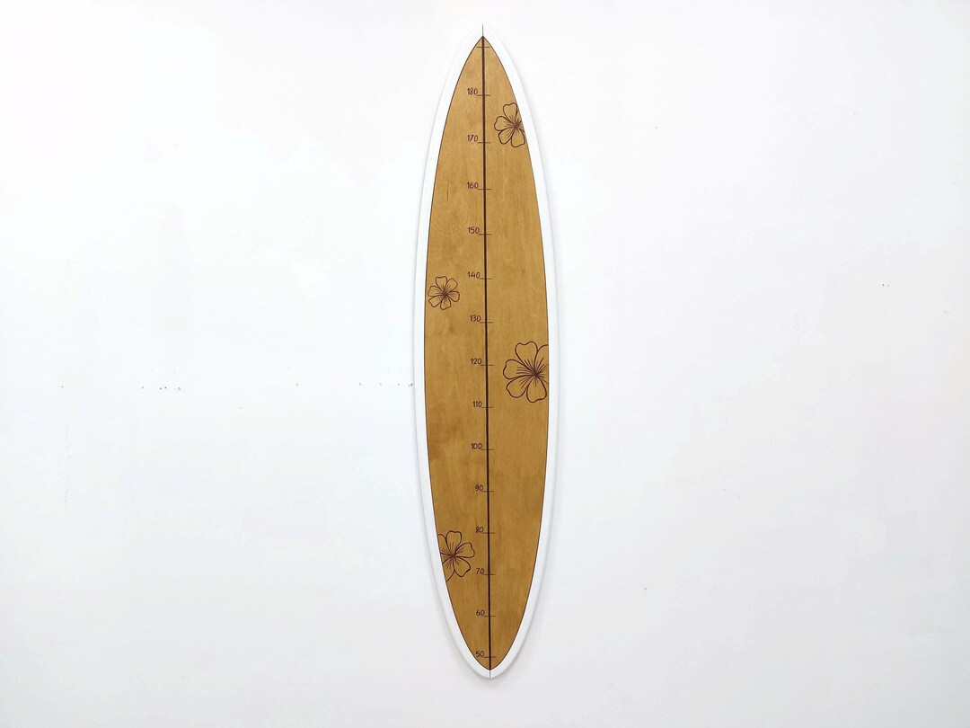 Surf Boared Ruler Wooden Surfboard Height Chart - Kids Growth Ruler - Coastal Wall Decor ...