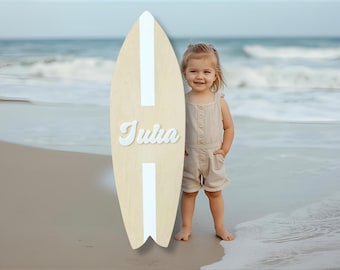 Personalized Surfboard Wall Art – 3D Wooden Name Sign for Nursery, Kids Room or Photoshoots