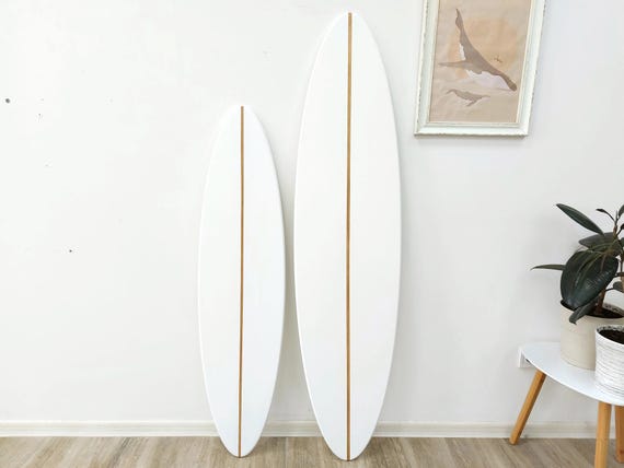 White Surfboard Wall Art Surfboard sign for beachy themed interior Artwork Customizable colors Coastal decor