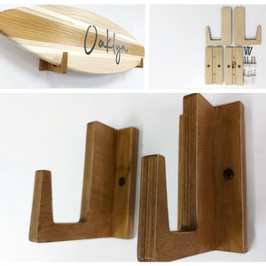 Surfboard wall mount Surf lover gift Surf rack hooks Holders for surfboard Wooden hangers to display board