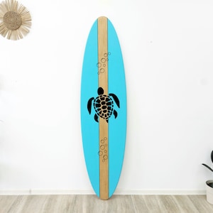 Turquoise surfboard wall art decor Aloha sign Hawaiian decor Decorative surf board Custom design