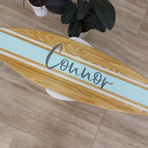 Naturholz Name Surfbrett Zeichen Wand Kunst Nautisches Kinderzimmer über Krippe Minze Küsten Surf Dekor