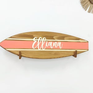 Personalized Surfboard Name Sign for Girl - Baby Room Wall Art Decor - Unique Above Crib Name Plaque - Wooden Surf Board Nursery Sign
